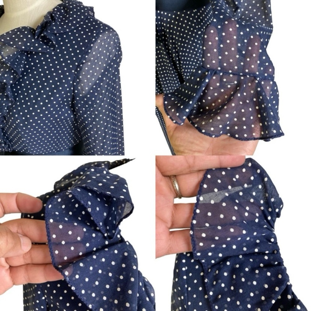 Rona New York Vintage 70s Swiss Dot Ruffle Maxi D… - image 5